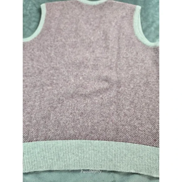 Vtg Bullock & Jones Vest Mens Large Red Cashmere Herringbone V Neck Scotland